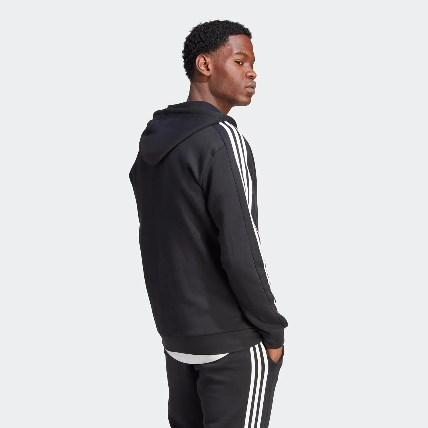 adidas Men's Essentials 3-Stripes Fleece Full-Zip Hoodie