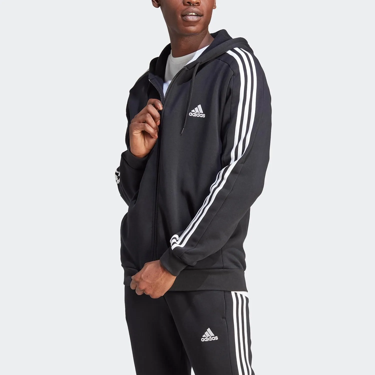 adidas Men's Essentials 3-Stripes Fleece Full-Zip Hoodie