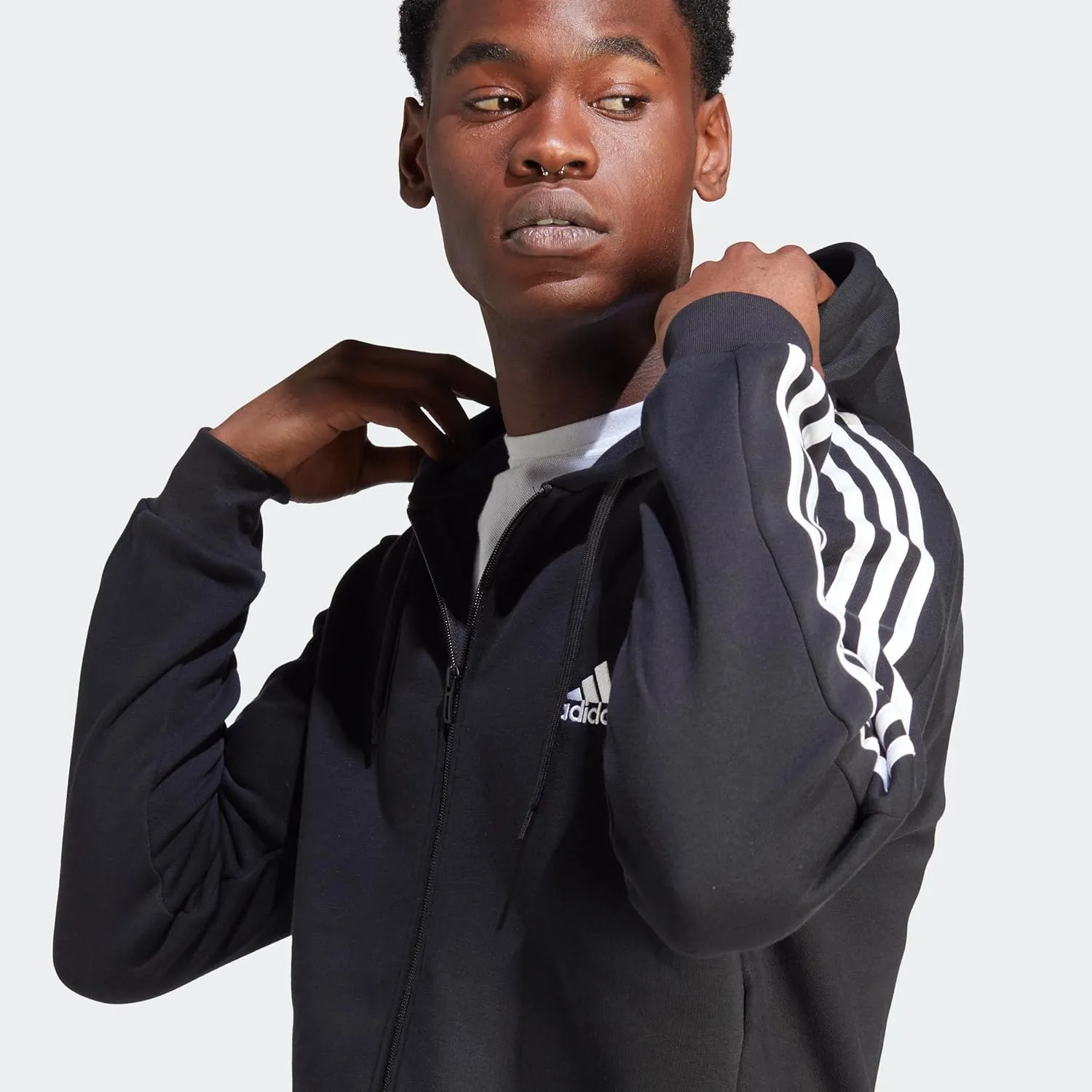 adidas Men's Essentials 3-Stripes Fleece Full-Zip Hoodie