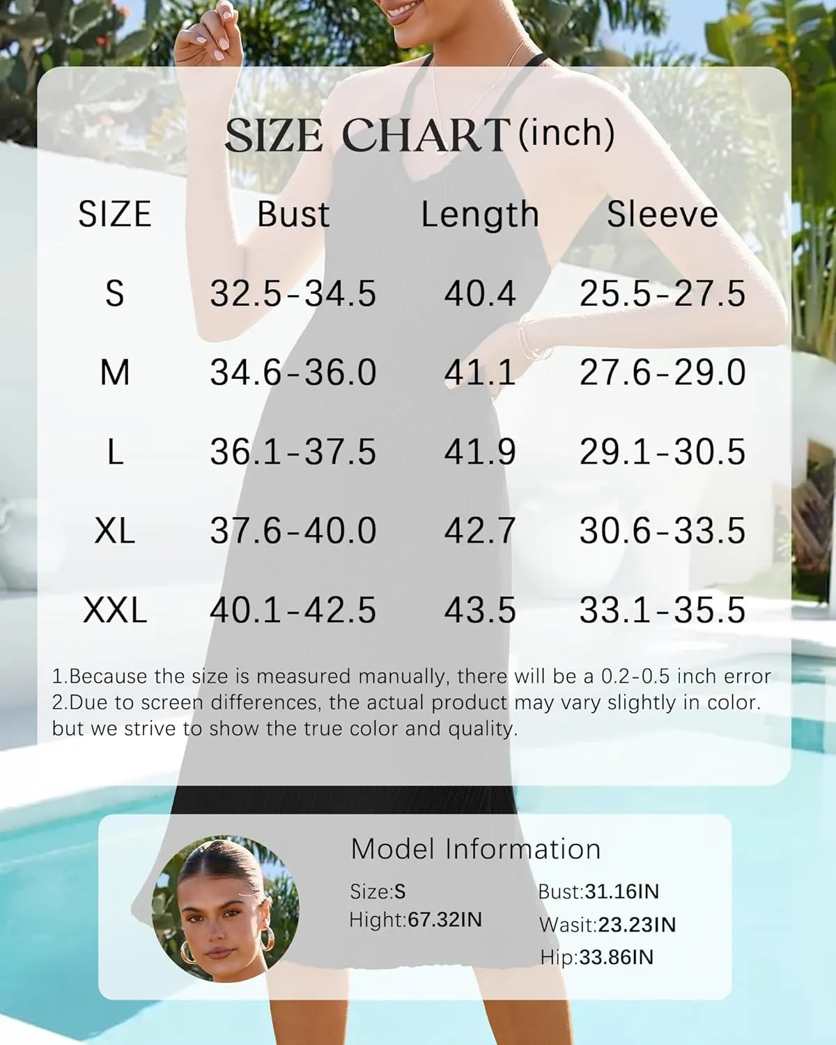 Arach&Cloz Women's Summer Dress 2025 Halter V Neck Sleeveless Ribbed Knit Casual Beach Vacation Outfits Midi Sundress