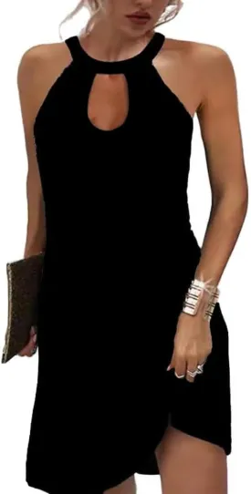 Beimuc Women Summer Sleeveless Halter Neck Dresses 2025 Casual Floral Print Dress Mid Sun Dress for Party Beach Vacation