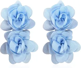Big Flower Drop Earrings for Women Long Fabric Floral Dangle Earrings Bohemian Exaggerated Statement