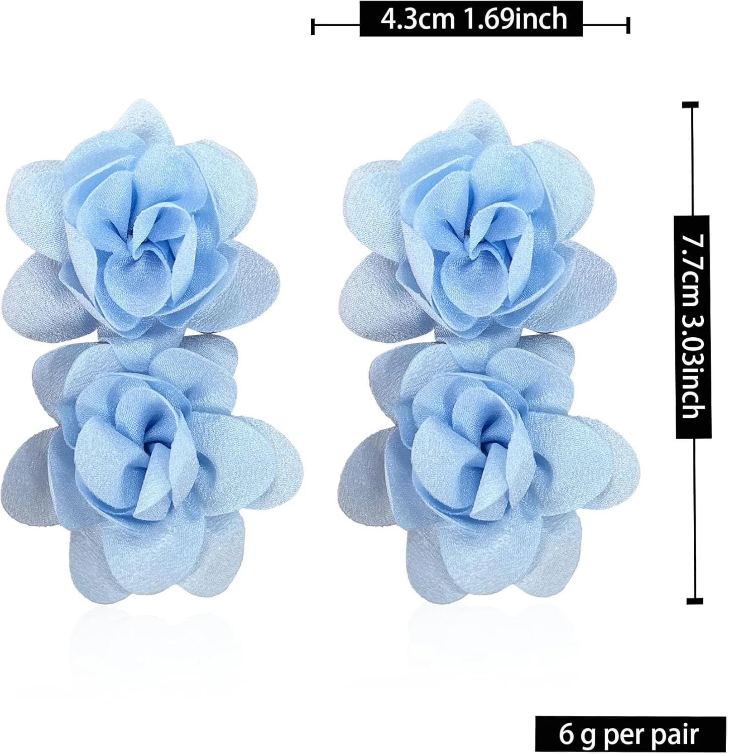 Big Flower Drop Earrings for Women Long Fabric Floral Dangle Earrings Bohemian Exaggerated Statement