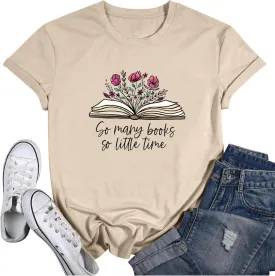 Book Lovers Women's Funny Wildflowers Reading Shirt - Cute Book Lover Bookworm Teacher Short Sleeve Tee