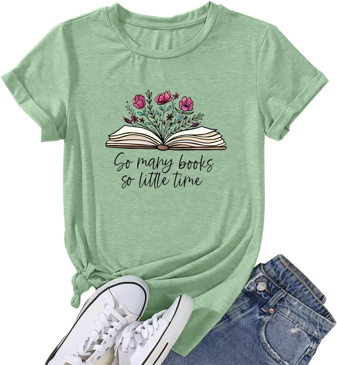 Book Lovers Women's Funny Wildflowers Reading Shirt - Cute Book Lover Bookworm Teacher Short Sleeve Tee