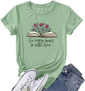 Book Lovers Women's Funny Wildflowers Reading Shirt - Cute Book Lover Bookworm Teacher Short Sleeve Tee