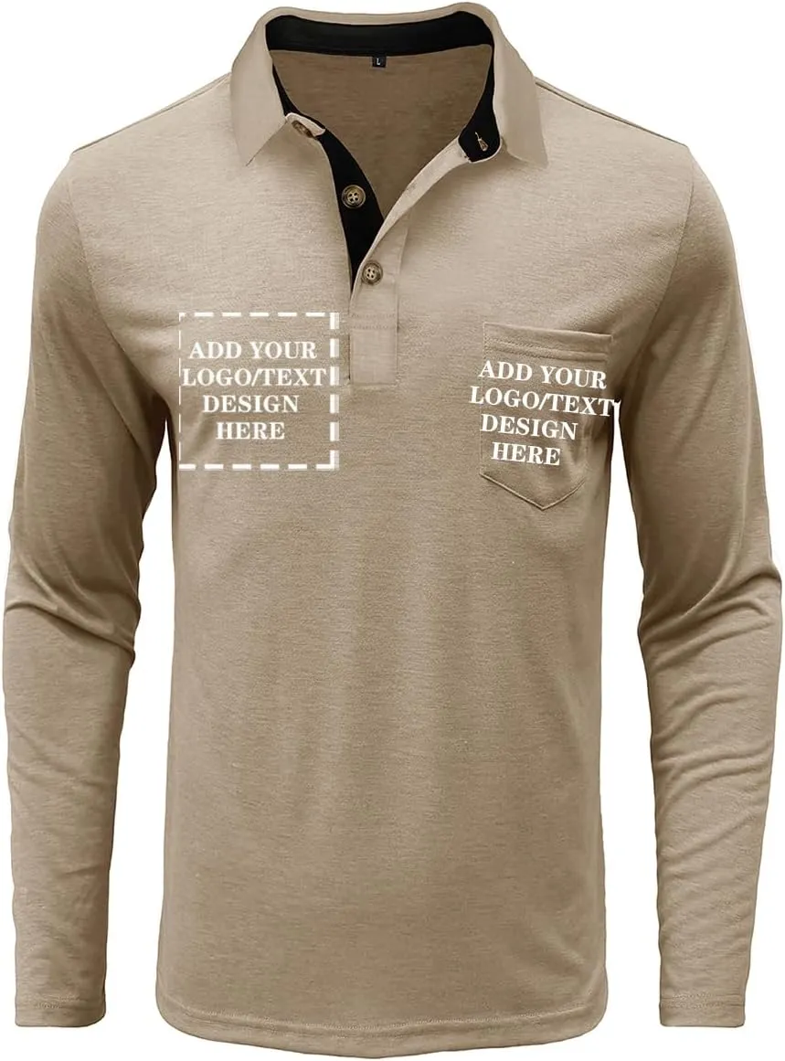 Custom Polo Shirts for Men Casual Short/Long Sleeve Personalized Tee Shirts Customized Golf T Shirt with Pockets