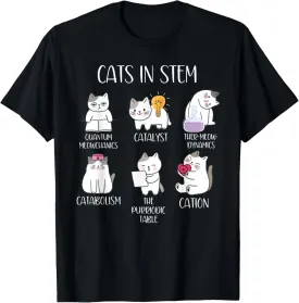 Funny Science Meme Cats In Stem Scientist Nerd Cat Lover T-Shirt