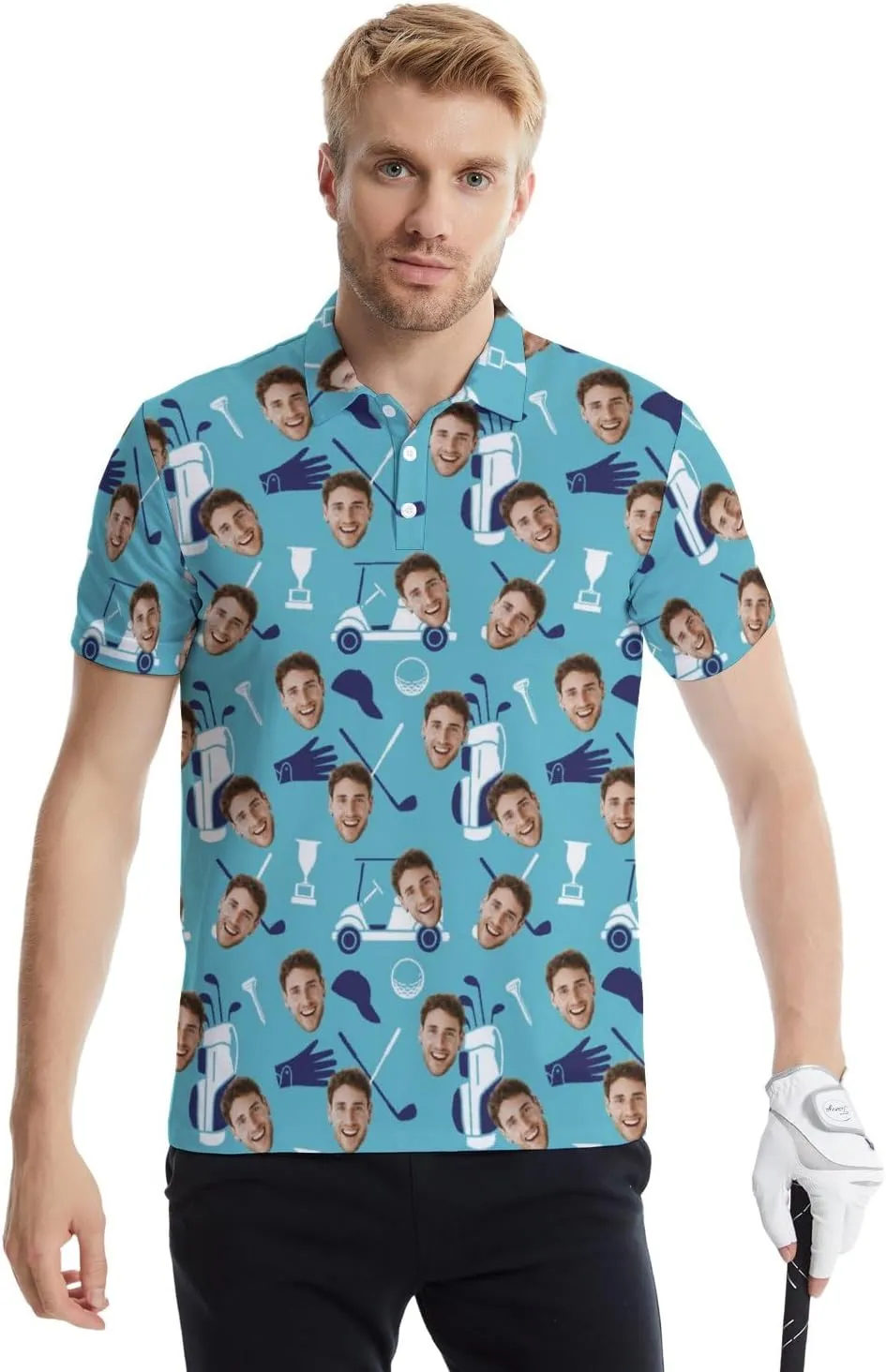 Golf Polo Shirts for Men Funny Print Quick Dry Short Sleeve Performance Golf Shirts Moisture Wicking Polo Shirts