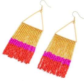 Handmade Beaded Tassel Earrings - Statement Seed Bead Earrings, Boho Beaded Fringe Drop Earrings for Women