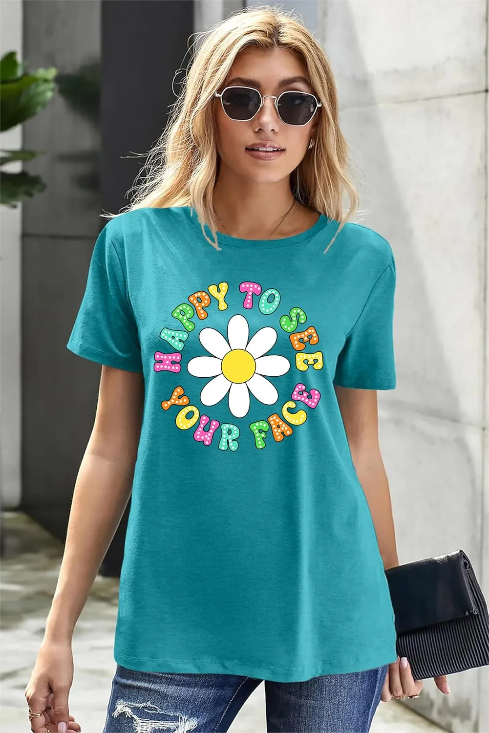 Happy to See Your Face Shirt: Women Funny Teacher T-Shirt First Day of School Shirts Groovy Back to School Tee Top