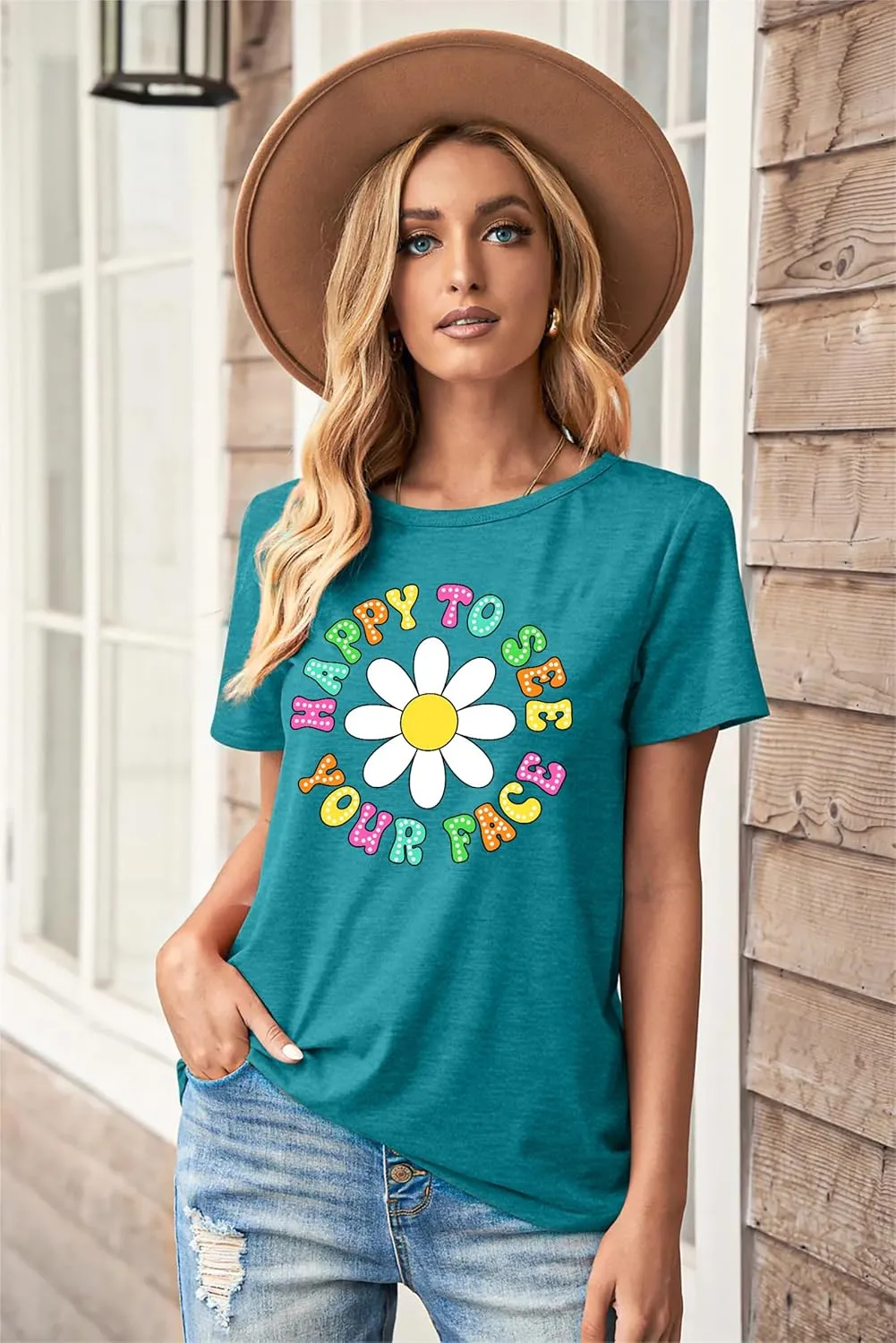 Happy to See Your Face Shirt: Women Funny Teacher T-Shirt First Day of School Shirts Groovy Back to School Tee Top