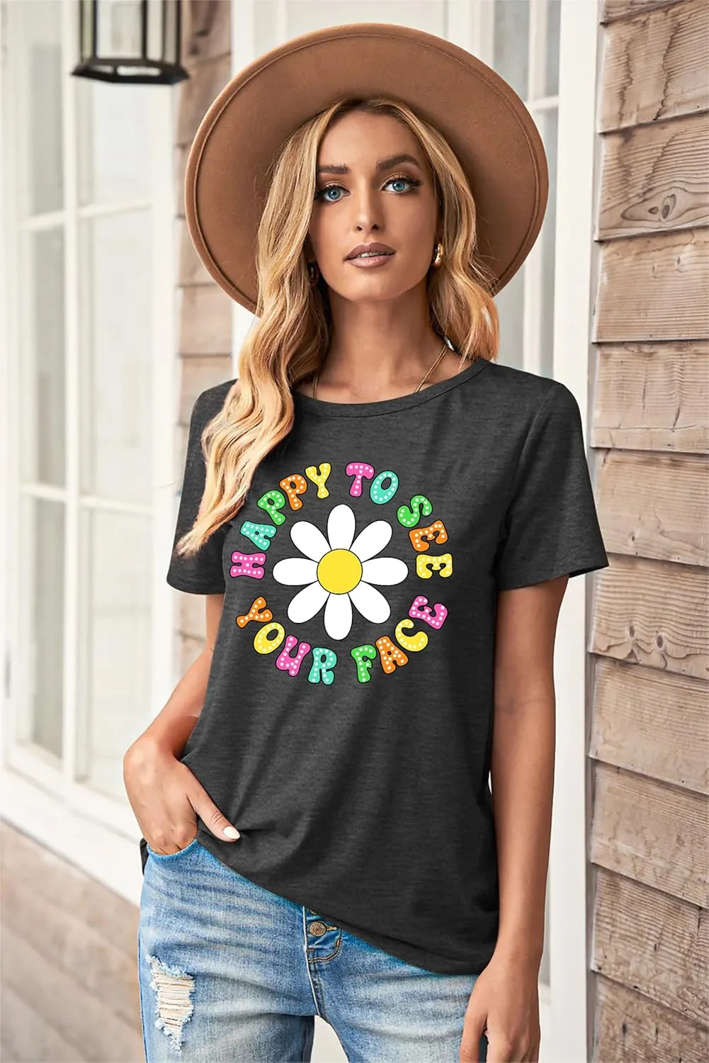 Happy to See Your Face Shirt: Women Funny Teacher T-Shirt First Day of School Shirts Groovy Back to School Tee Top