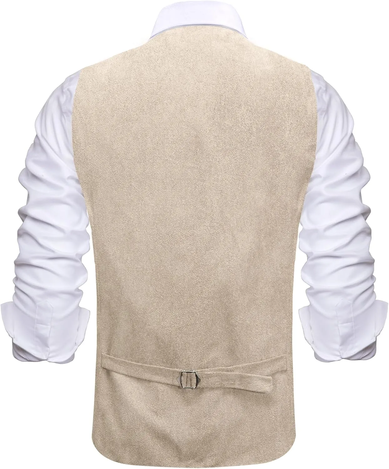 Hi-Tie Suede Leather Vest for Men Western Cowboy Vest Slim Fit Sleeveless V Neck Waistcoat Casual