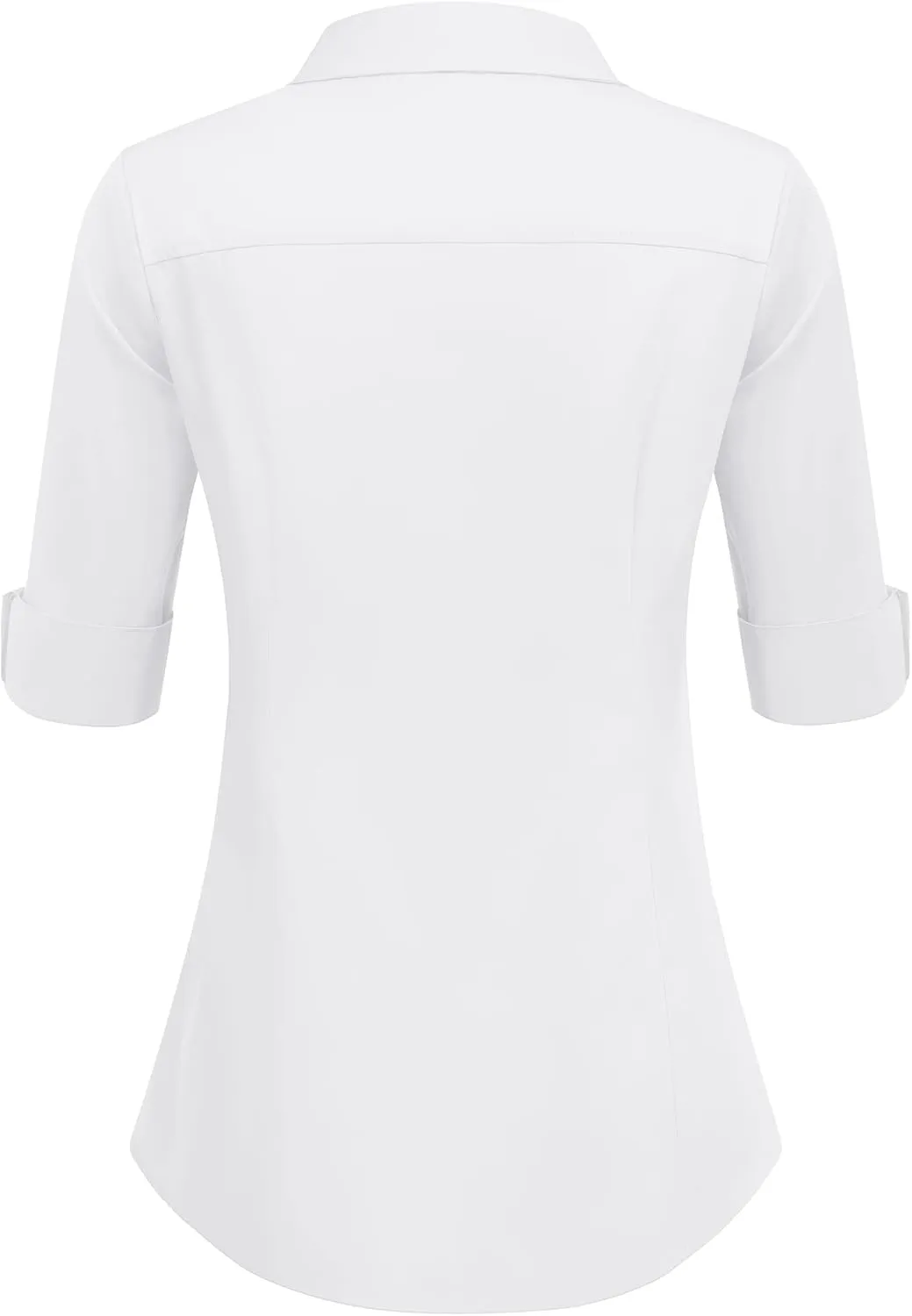 HOTOUCH Womens 3/4 Sleeve Button Down Shirt Slim Fit Work Blouses Cotton Dress Shirts Office Tops