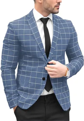 HUUTOE Mens Sport Coats and Blazers Slim Fit Suit Western Sport Coats for Plaid Blazer Men Casual Dress Blazer Jacket