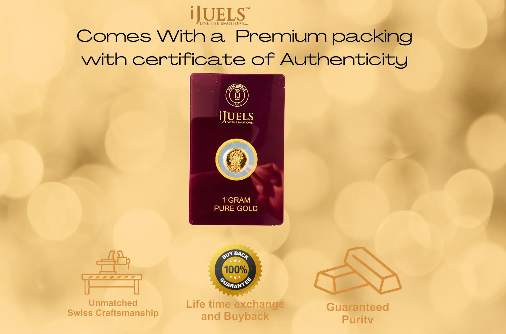 iJuels 1 gram pure gold coin 995 with certificate