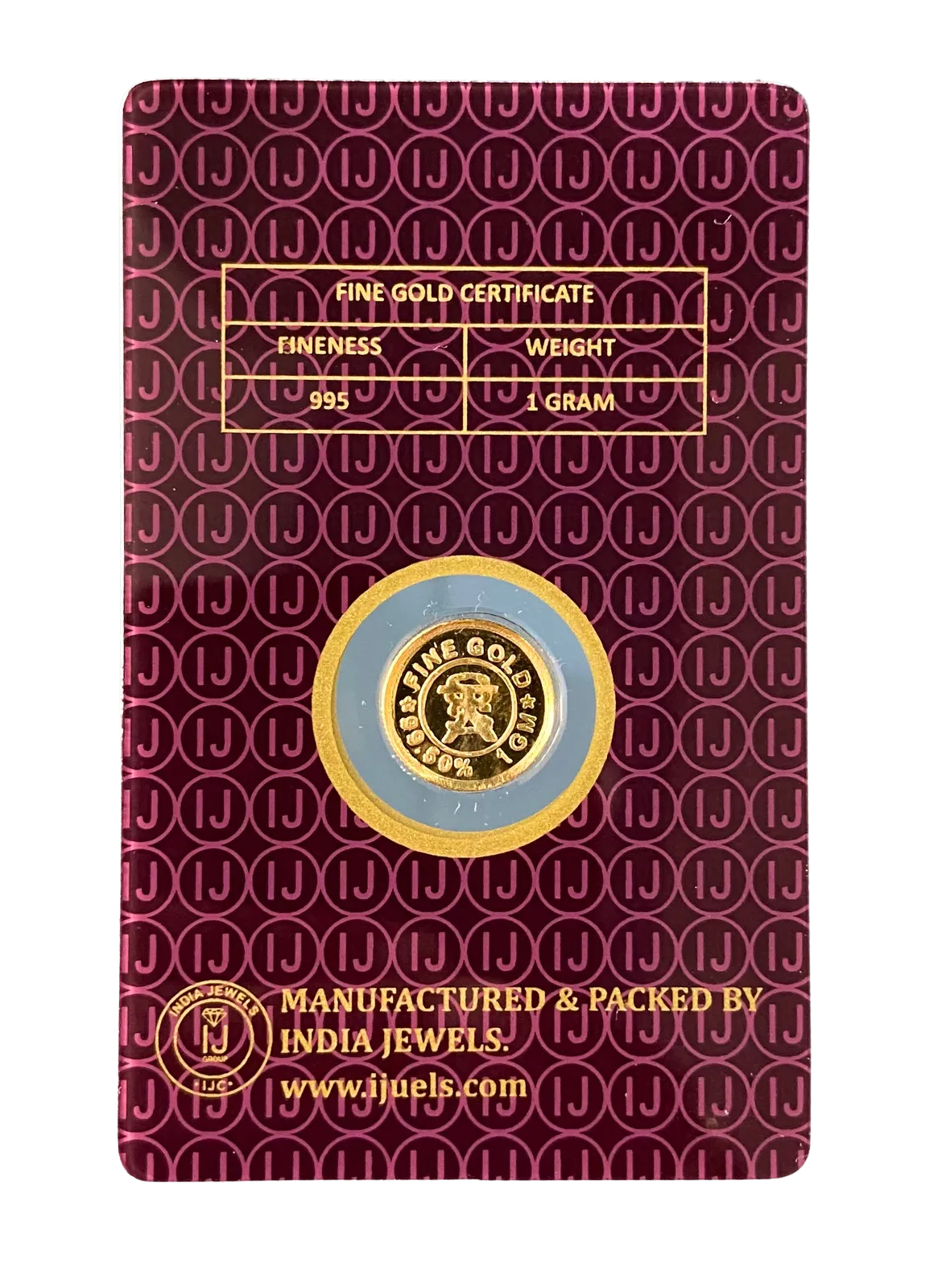 iJuels 1 gram pure gold coin 995 with certificate