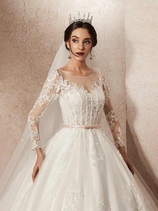 Illusion Long Sleeve Wedding Dresses