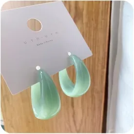 Lightweight Thick Acetic Acid Board Vintage Acrylic Wide Dome U Shape Earrings Retro Chunky Resin Colorful Statement C shape Earrings for Women Girls Party Elegant Jewelry