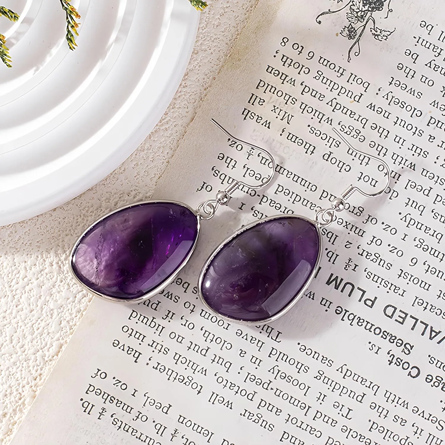 Natural Crystal Dangle Earrings for Women, Handcrafted Genuine Gemstone Fishhook Drop Earrings