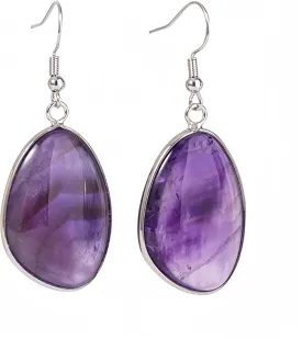 Natural Crystal Dangle Earrings for Women, Handcrafted Genuine Gemstone Fishhook Drop Earrings
