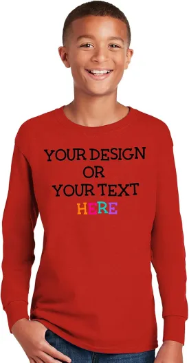 Personalized Shirt for Kids Girls Boys Long Sleeve DIY Your Image Photo Text Custom Tee Front/Back Print