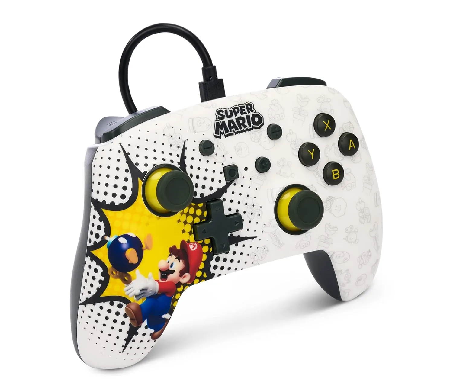 PowerA Enhanced Wired Controller for Nintendo Switch - Bob-omb Blast, Gamepad, game controller, wired controller, officially licensed