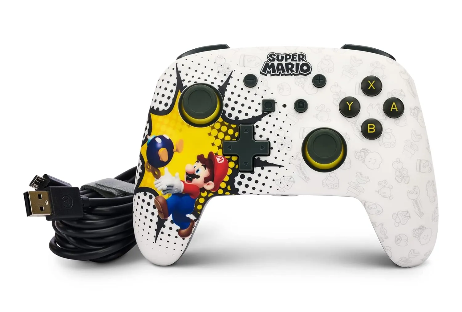 PowerA Enhanced Wired Controller for Nintendo Switch - Bob-omb Blast, Gamepad, game controller, wired controller, officially licensed
