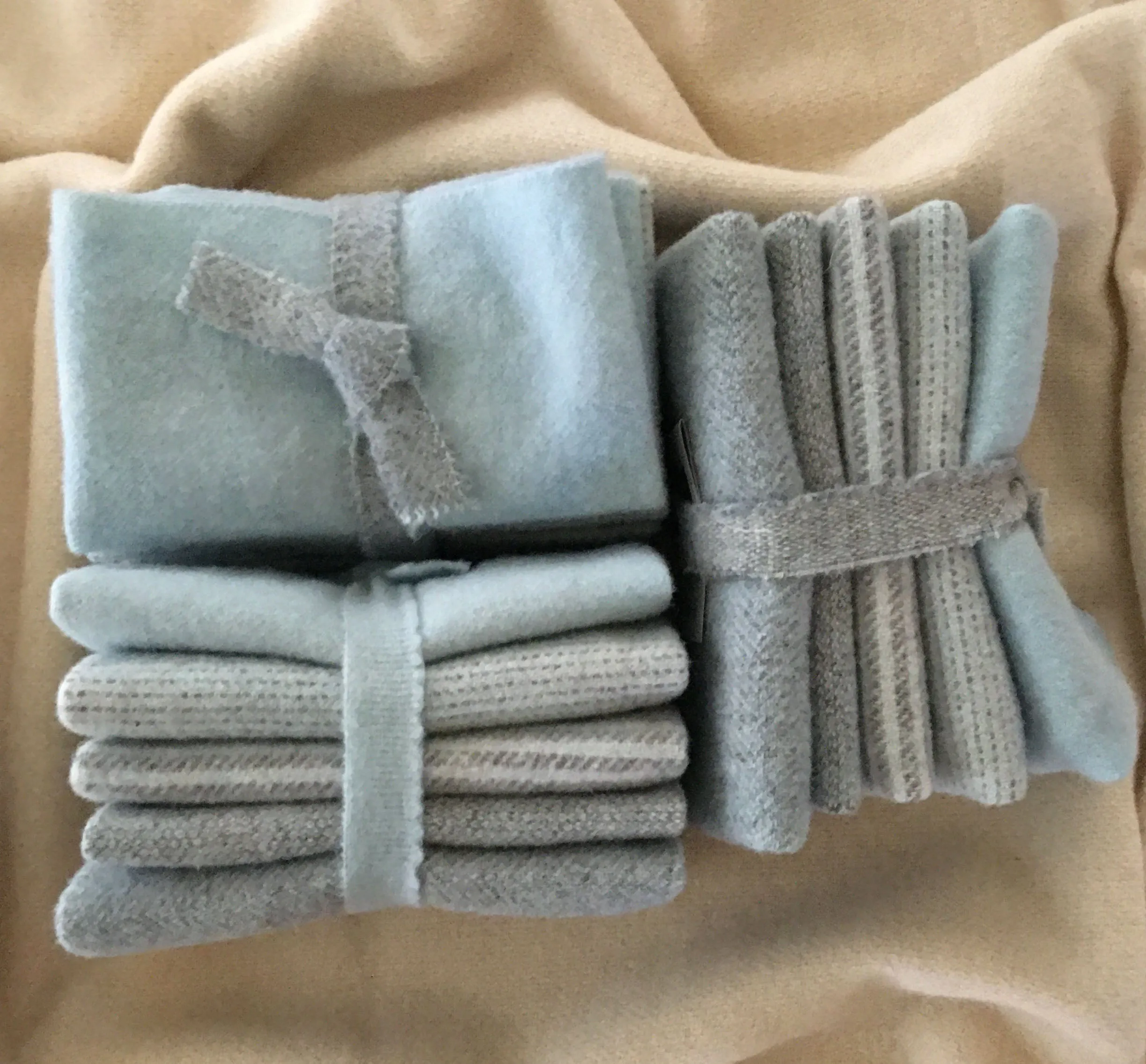 ROBINS EGG BLUE Hand Dyed Wool Bundle for Wool Applique and Rug Hooking