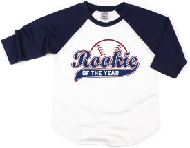 Rookie of The Year First Birthday Baby Boy Custom T-Shirt One Year Old Toddler Baseball Theme Kids Tees Personalized Shirt