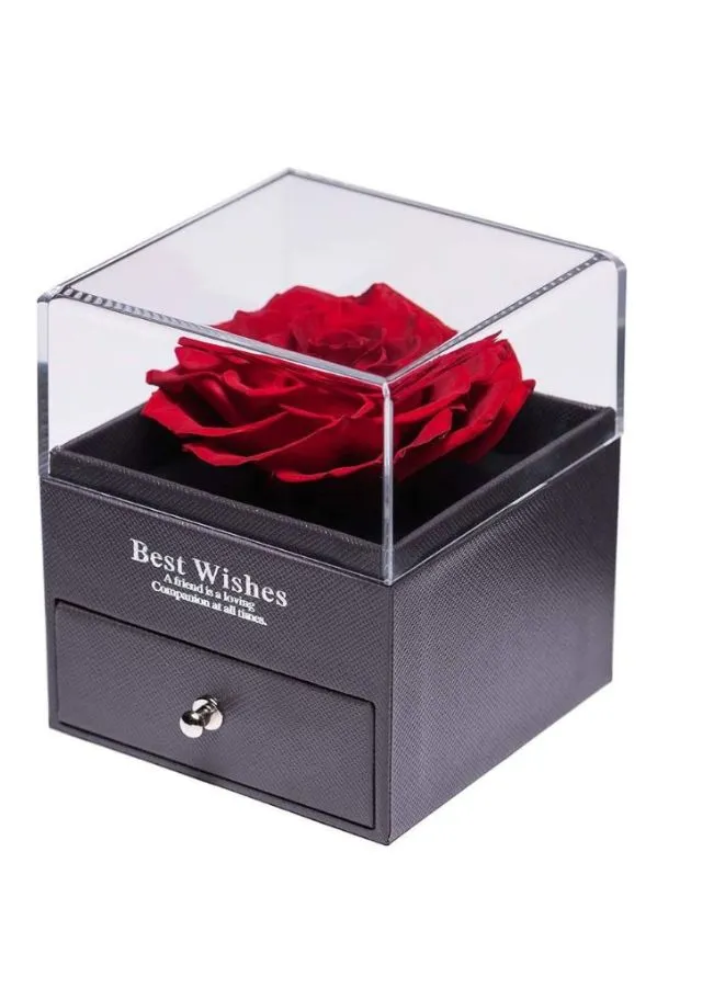 Rose Gifts for Her, Jewelry Box with Heart Shape Gold Necklace for Valentines Day with Greeting Card and Bag
