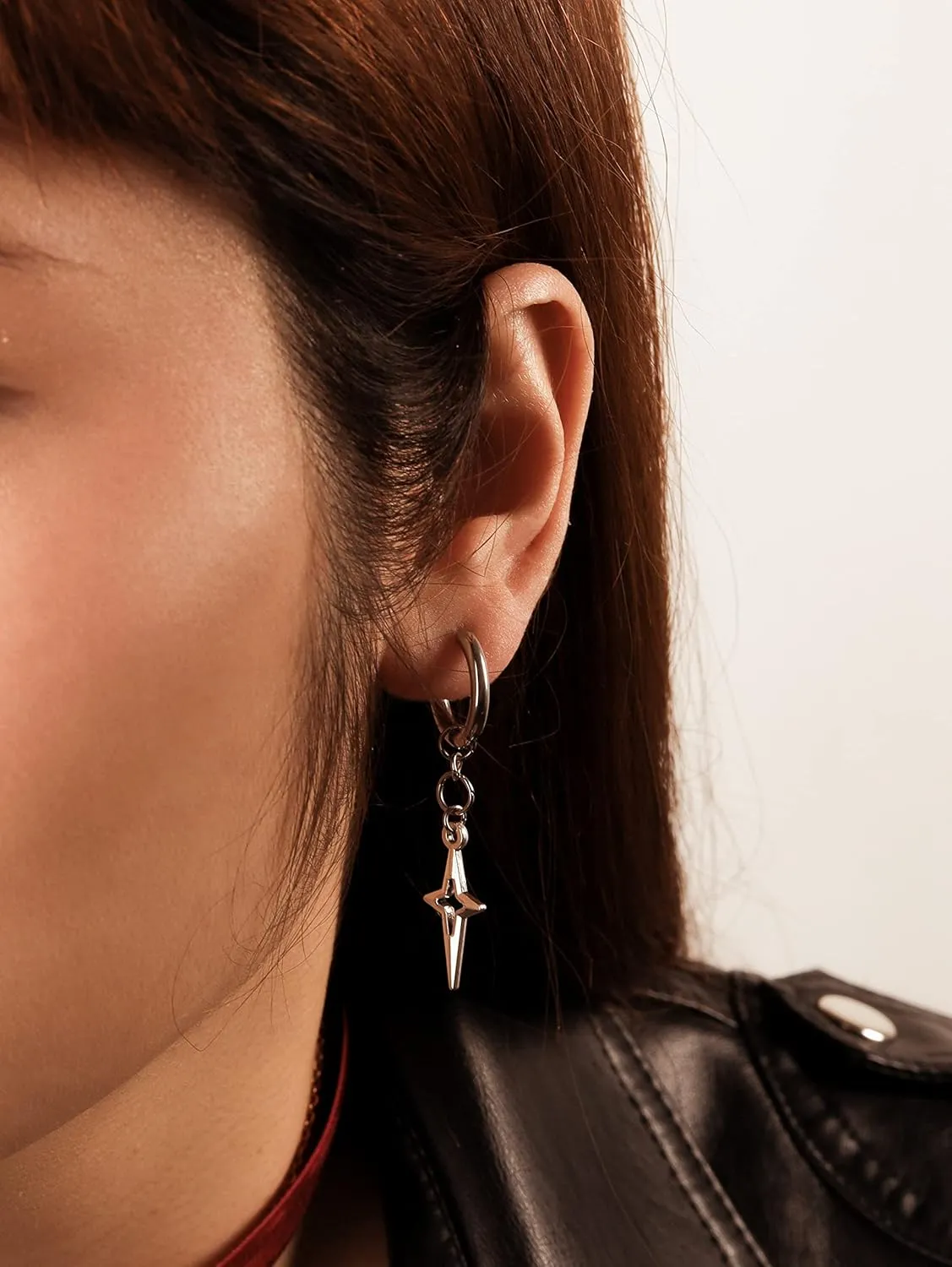 Sacina Gothic Y2k Spike Star Hoop Earrings, Y2K Emo Punk Grunge Goth Earrings, Halloween Christmas Jewelry Gift For Women