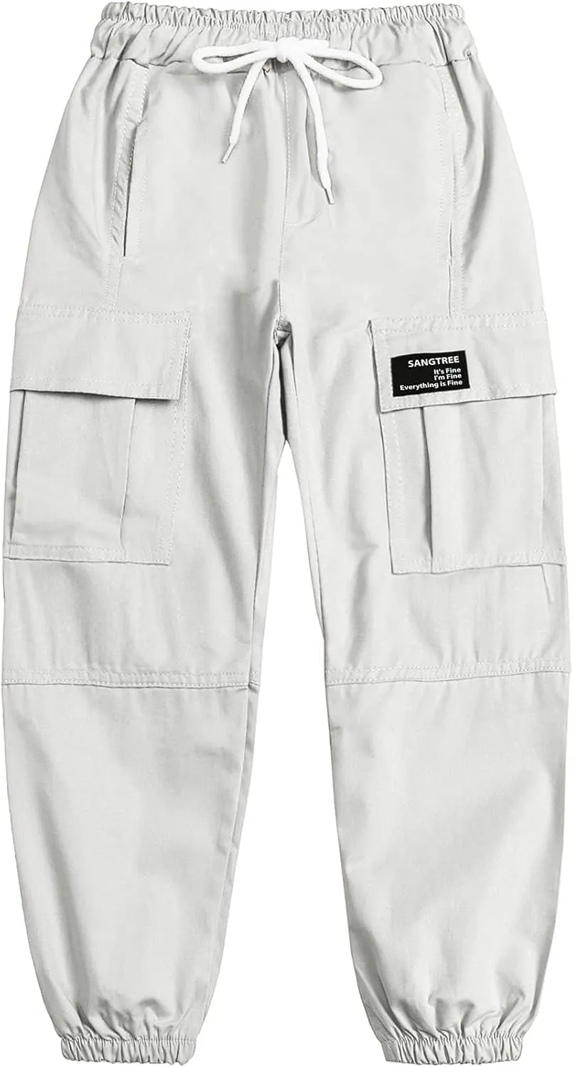 SANGTREE Boy's & Men's Cargo Jogger Pants, 3 Years - Men XXL