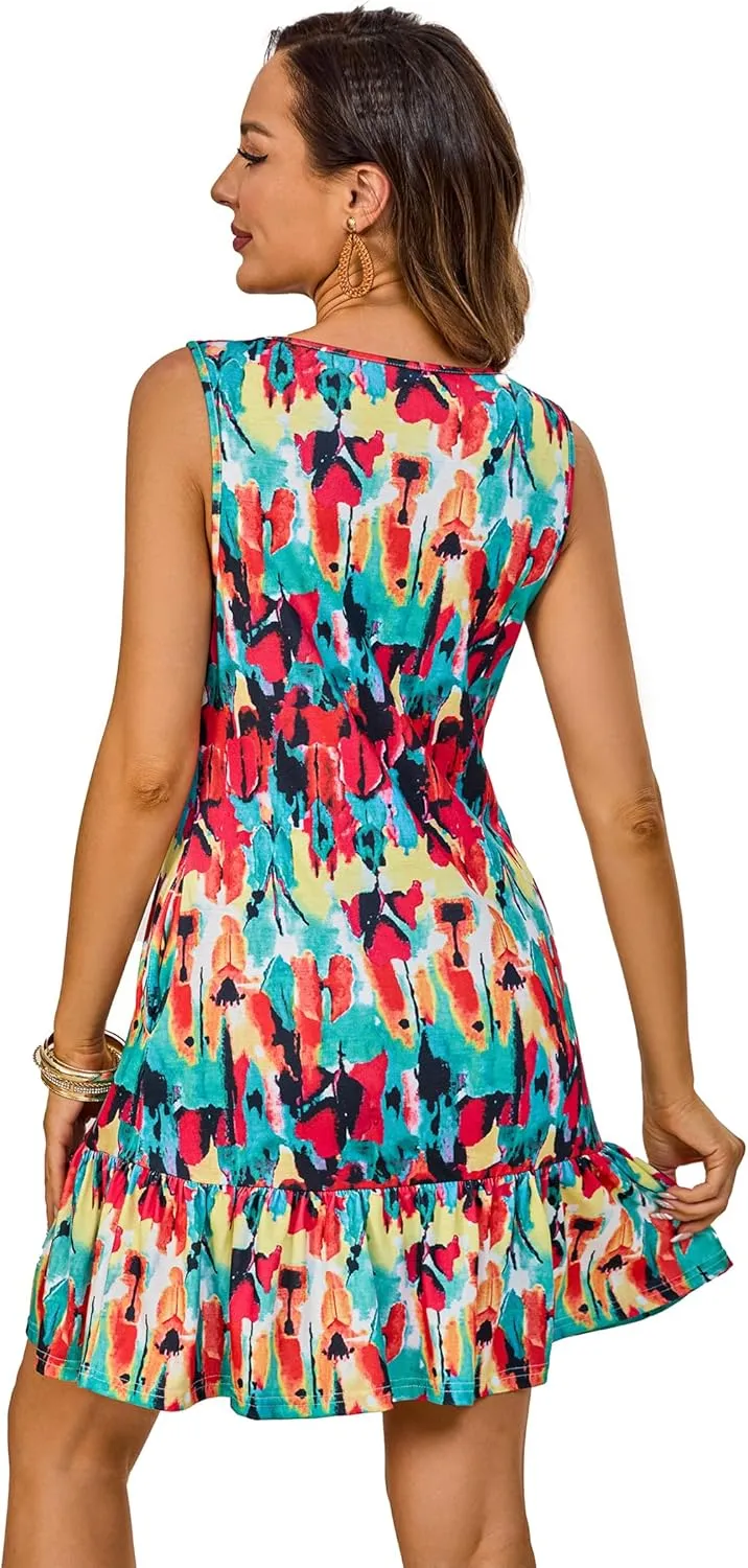 Summer Dresses: Rope Tie Neck Sleeveless Pockets Sundresses - Chic & Casual Dress for Women on Beach Time