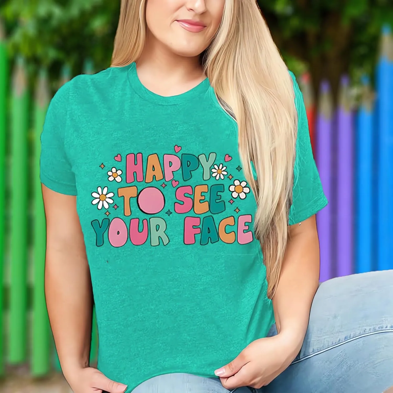Teacher Shirts for Women Happy to See Your Face Shirt First Day of School Teacher T-Shirt Appreciation Tee Gifts
