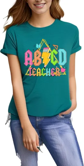 Teacher Shirts Women Teacher Life Shirt Funny Teacher Graphic Tees Vintage Teacher Gifts Teach Casual Summer Tops