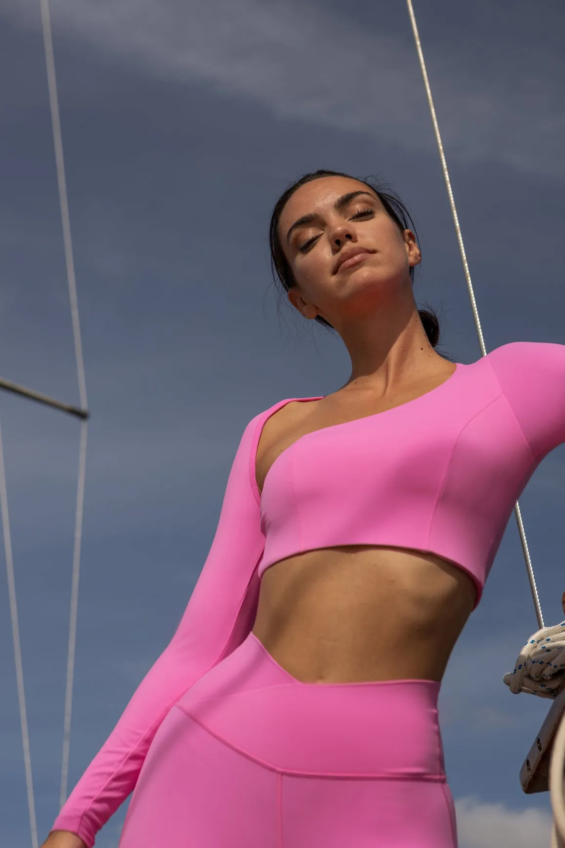 Unique Cut Long Sleeve Crop Top