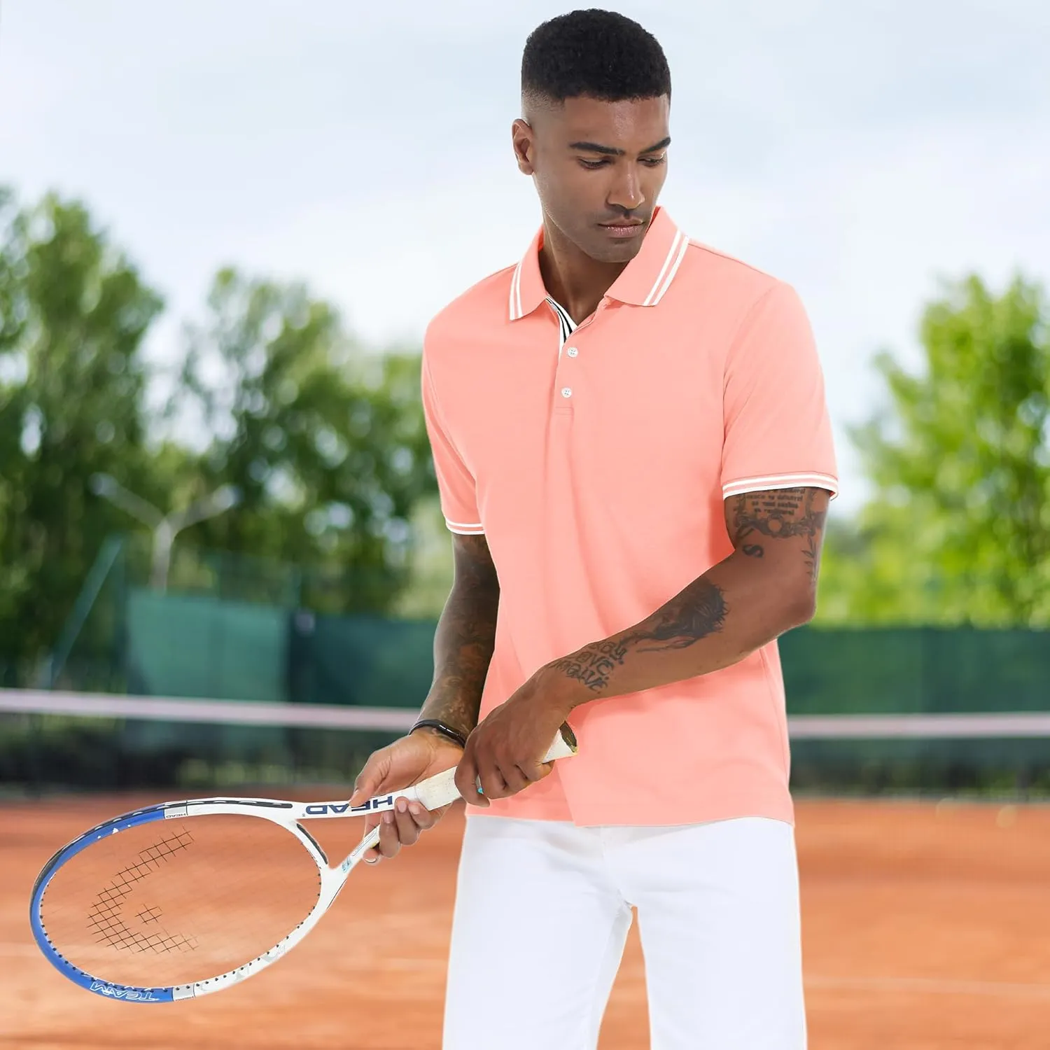 V VALANCH Mens Golf Polo Shirts Short Sleeve Moisture Wicking Golf Polo Shirts Collared Athletic Tennis Shirt