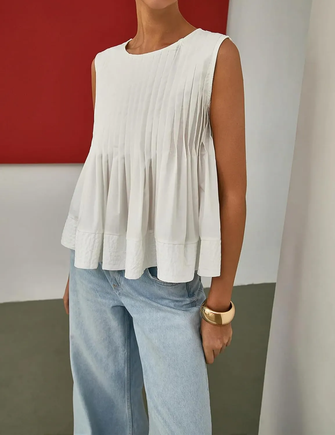 Womens Tank Tops Y2K Pleated Peplum Sleeveless Blouse Babydoll Ruffle Shirt Tunic Outfits