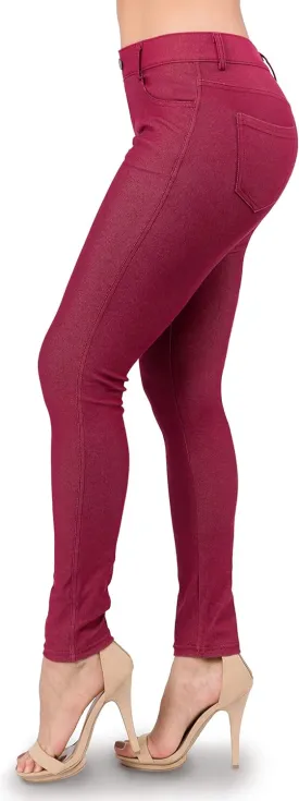 Ylluo Women's Jeggings with Pockets - Skinny Fit Denim Look - High Waisted Stretchy Pull On Pants - Full-Length & Capri